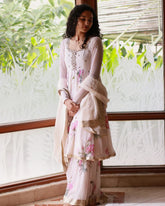 Gulabi Ivory Chiffon Sharara Set
