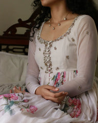 Gulabi Ivory Chiffon Sharara Set