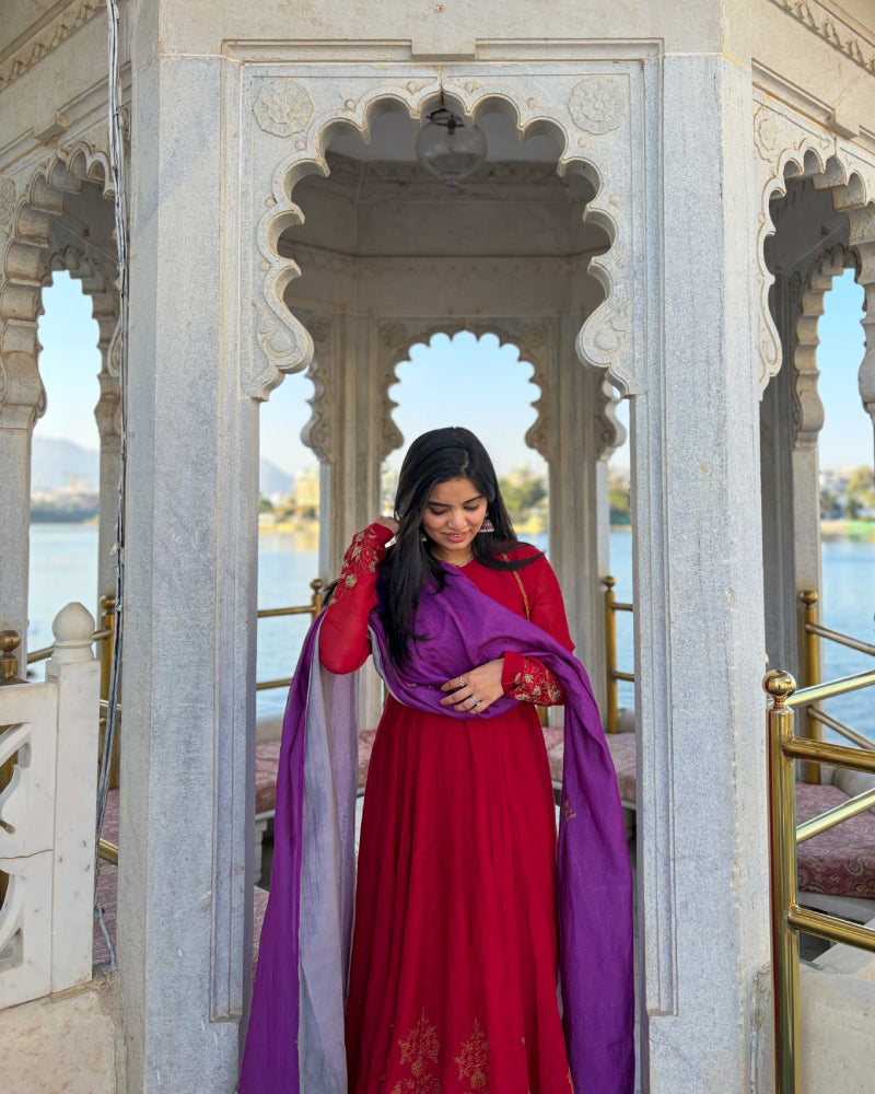 Mughal Chanderi Kurtha Set