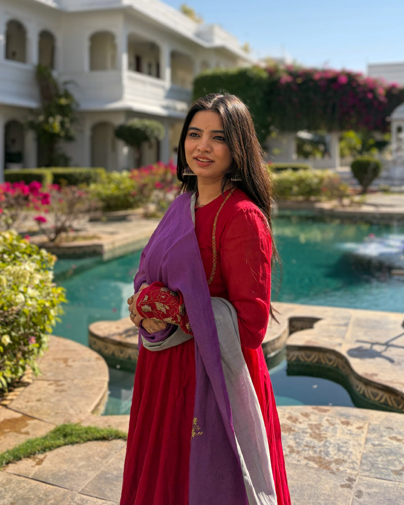 Mughal Chanderi Kurtha Set